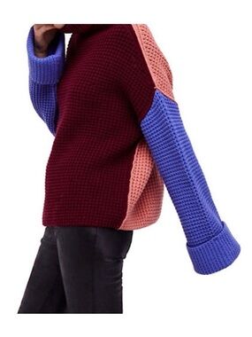 Free People Comfy Cowl Neck Sweater in Pink and Burgundy